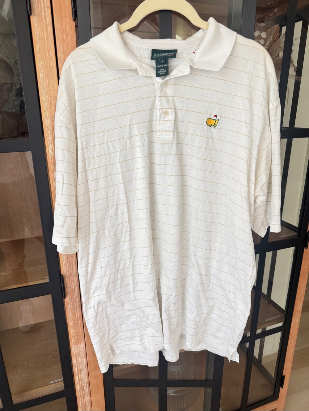 Vintage master’s polo golf Italian short sleeve logo striped cotton embroidered